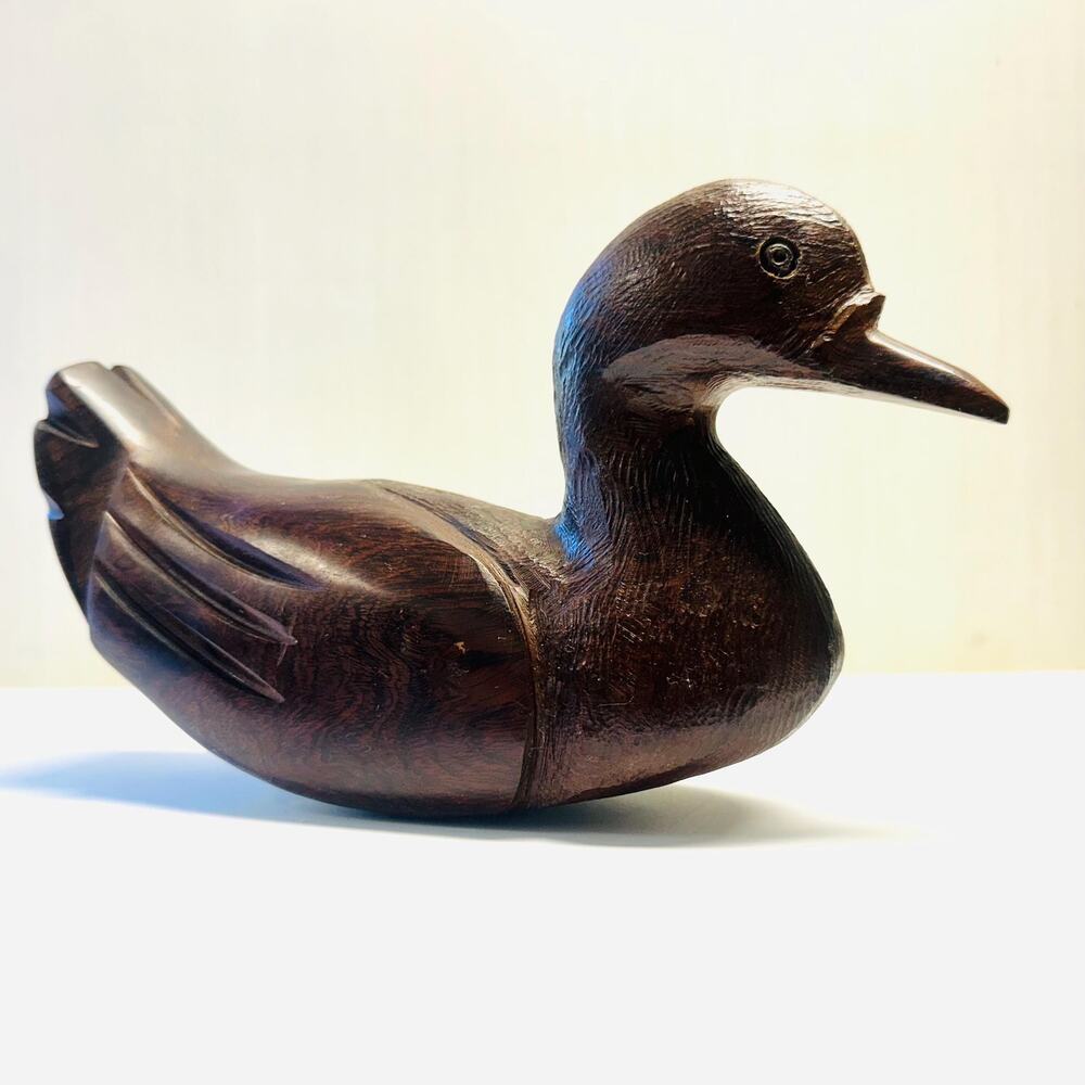 Vintage Duck Ironwood Hand Carved Sculpture Figurine